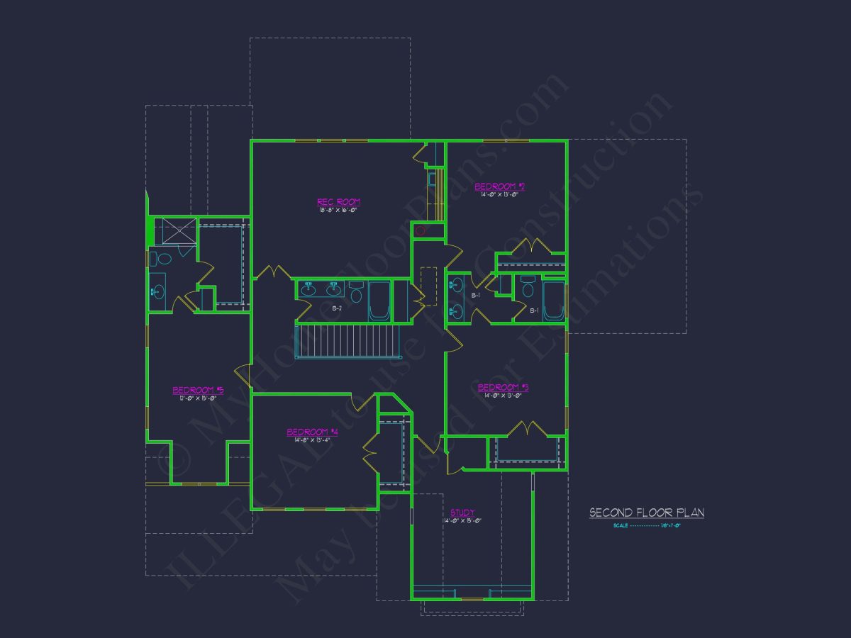 Traditional house Design with Floor Plans, CAD, and Blueprint