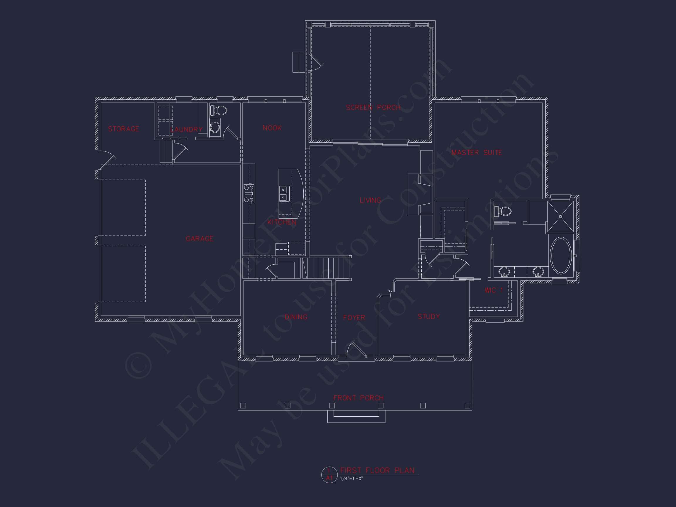 Traditional Home Floor Plan: 4 Bed,3 Bath,2-Story Blueprint