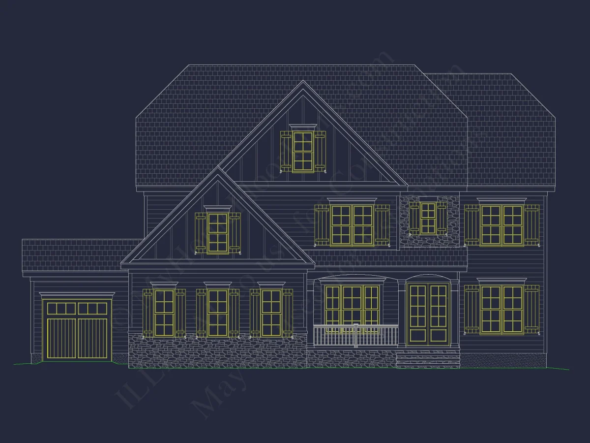 Traditional house Floor Plan with 4 Beds, Blueprint & Designs