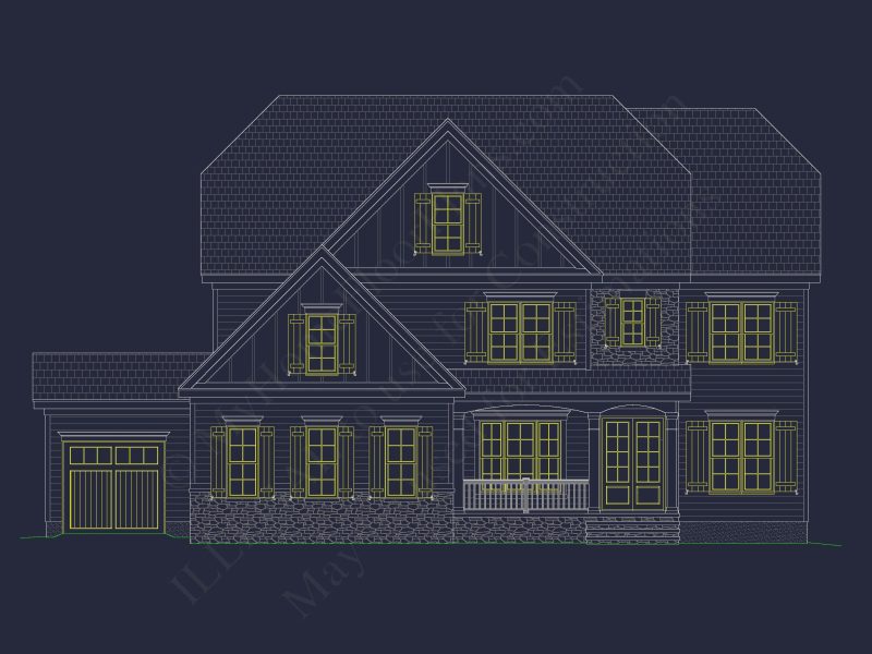 Traditional house Floor Plan with 4 Beds, Blueprint & Designs