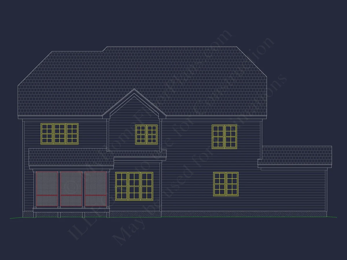 Traditional house Floor Plan with 4 Beds, Blueprint & Designs