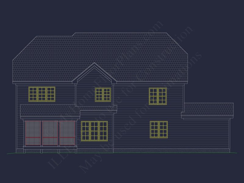 Traditional house Floor Plan with 4 Beds, Blueprint & Designs