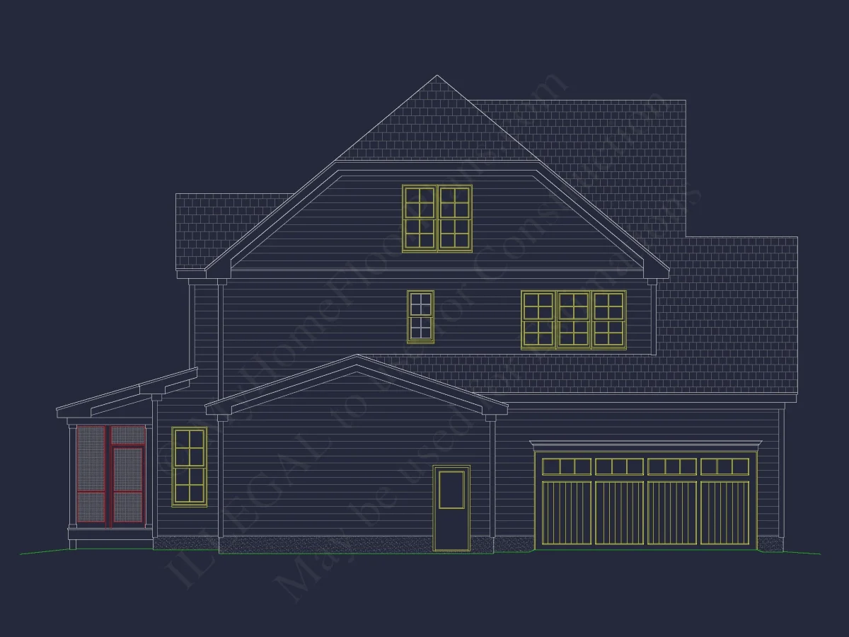 Traditional house Floor Plan with 4 Beds, Blueprint & Designs