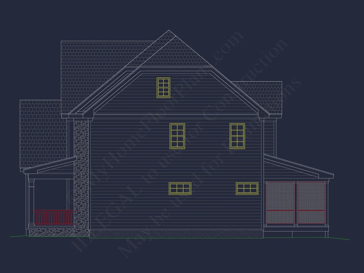 Traditional house Floor Plan with 4 Beds, Blueprint & Designs