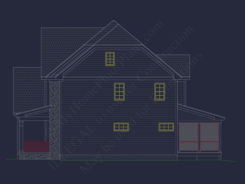Traditional house Floor Plan with 4 Beds, Blueprint & Designs
