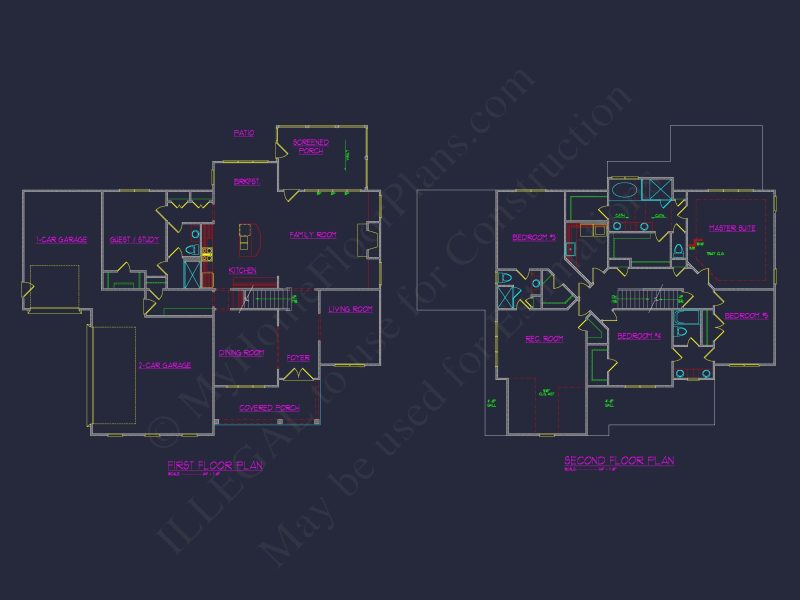 Traditional house Floor Plan with 4 Beds, Blueprint & Designs