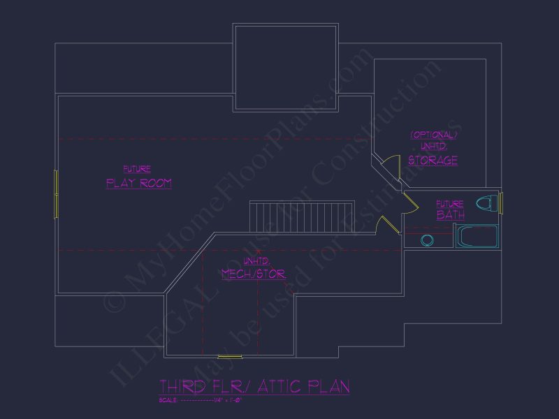 Traditional house Floor Plan with 4 Beds, Blueprint & Designs