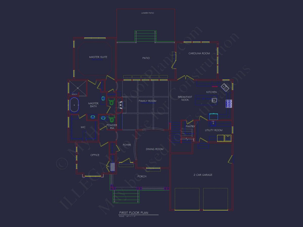 Traditional house Floor Plan with Blueprint Designs