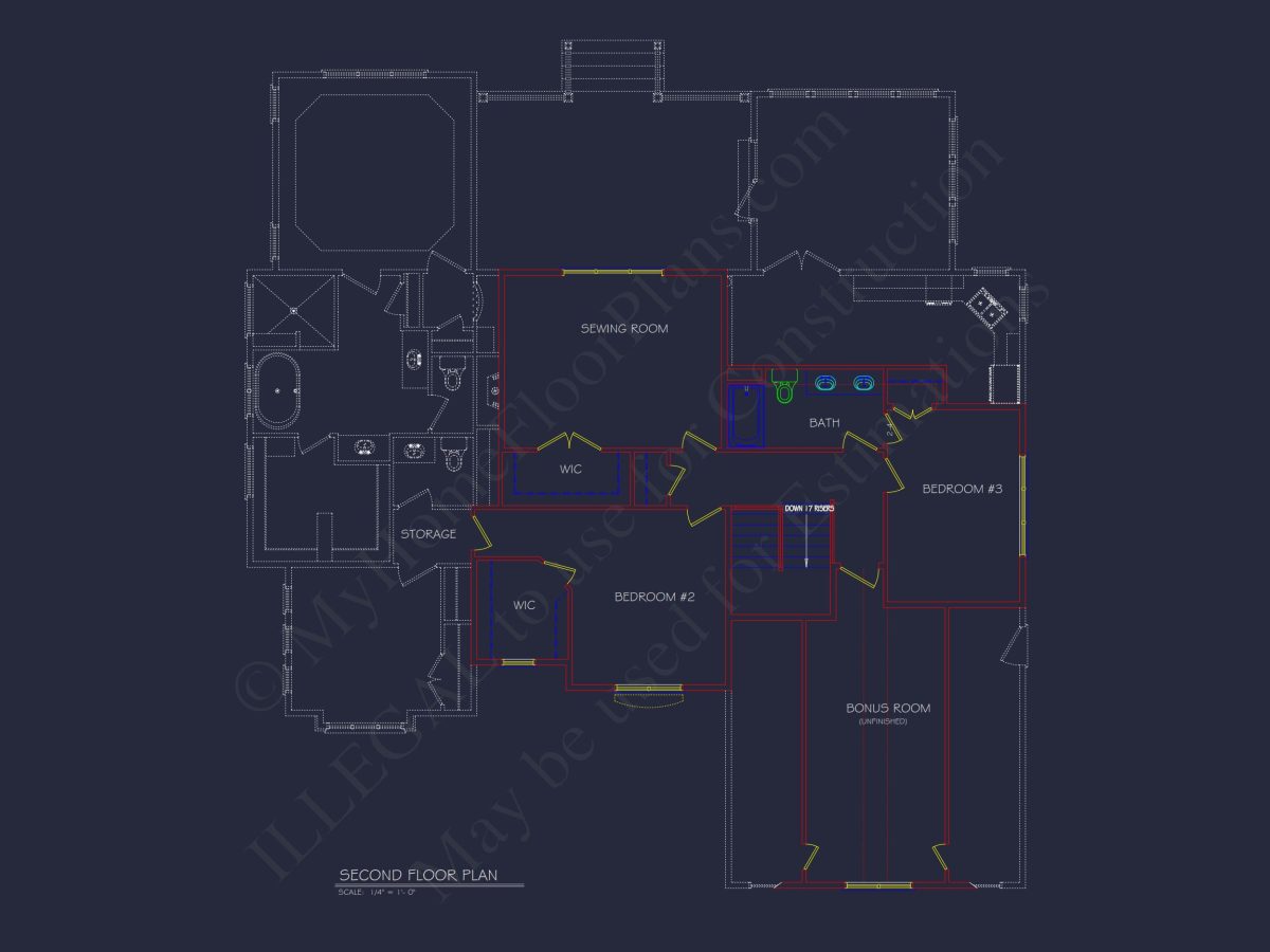 Traditional house Floor Plan with Blueprint Designs