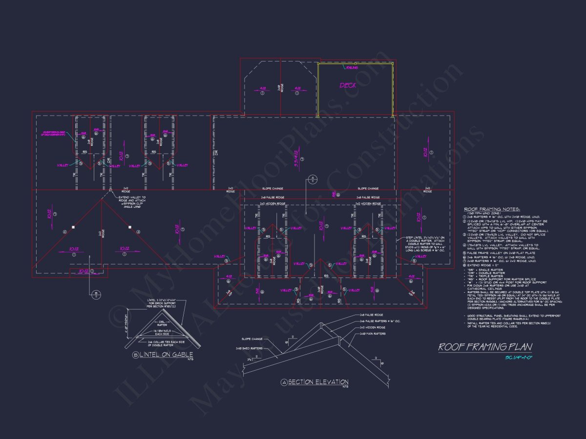 Traditional house Floor Plan with CAD Designs & 3 Garage Bays