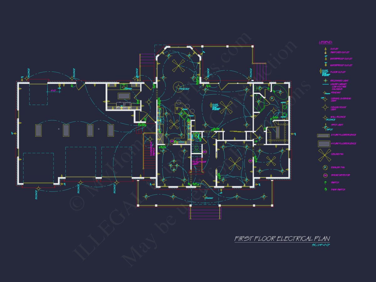 Traditional house Floor Plan with CAD Designs & 3 Garage Bays