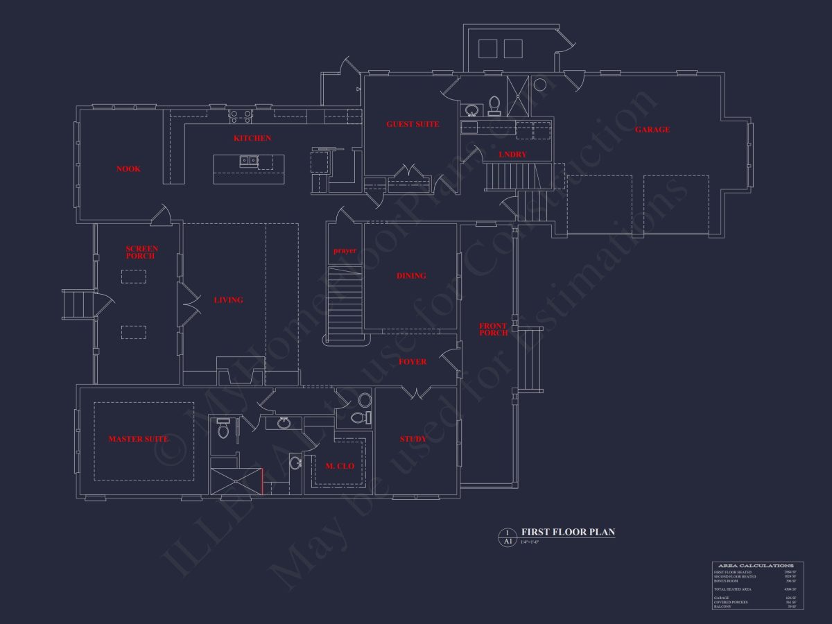 Traditional house Floor Plan with CAD Designs & Blueprint