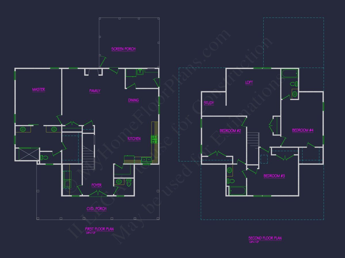 Traditional house Floor Plan with Detailed CAD Designs