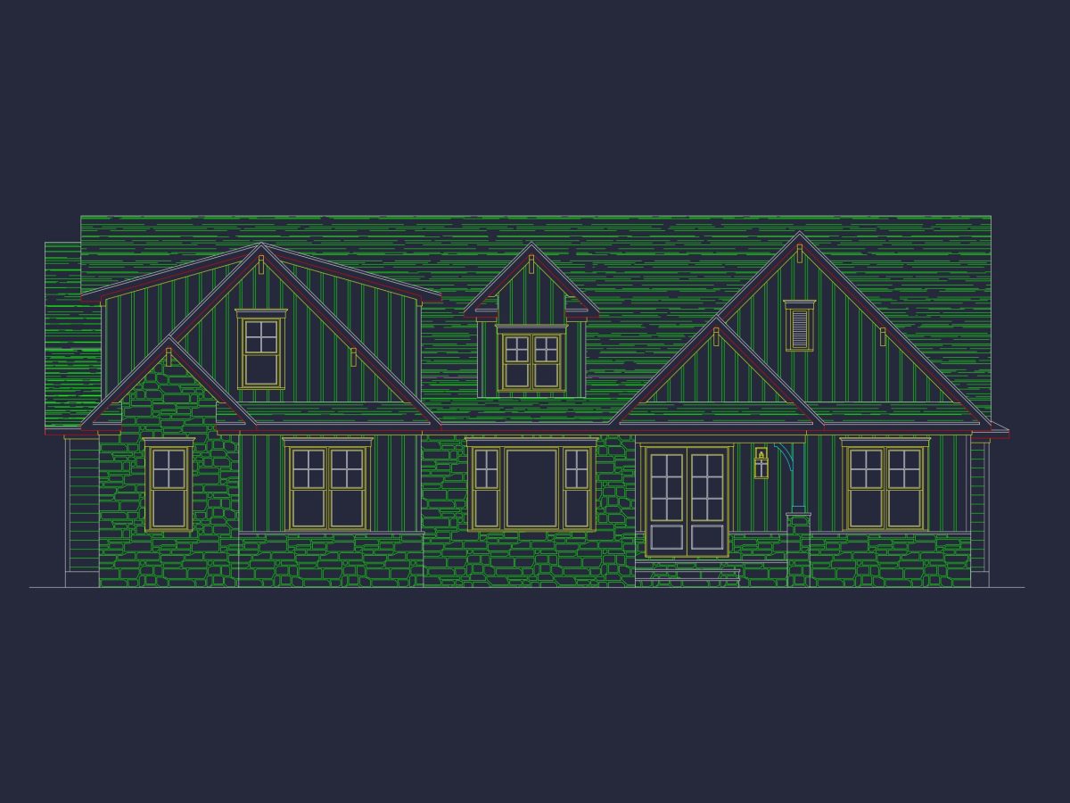 Traditional house Floor Plan with Spacious Design and CAD Details