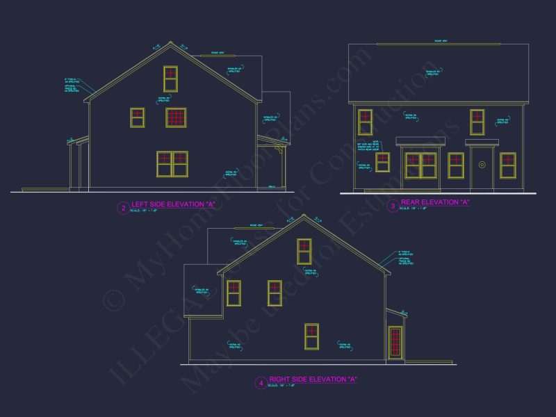 Traditional house Plan Blueprint with CAD Designs for Builders
