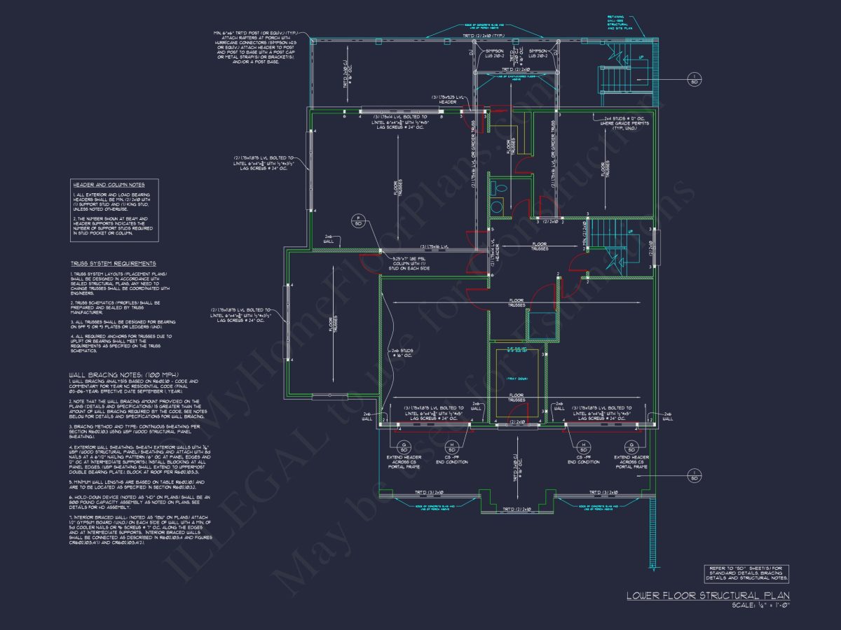 Traditional house Plan: CAD Floor Plan with 3 Stories