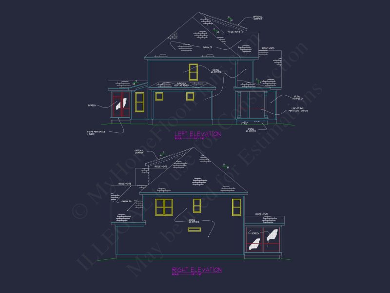 Traditional house Plan With 3 Floors, Open CAD Designs & Porch