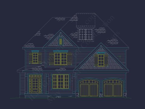 Traditional house Plan With 3 Floors, Open CAD Designs & Porch