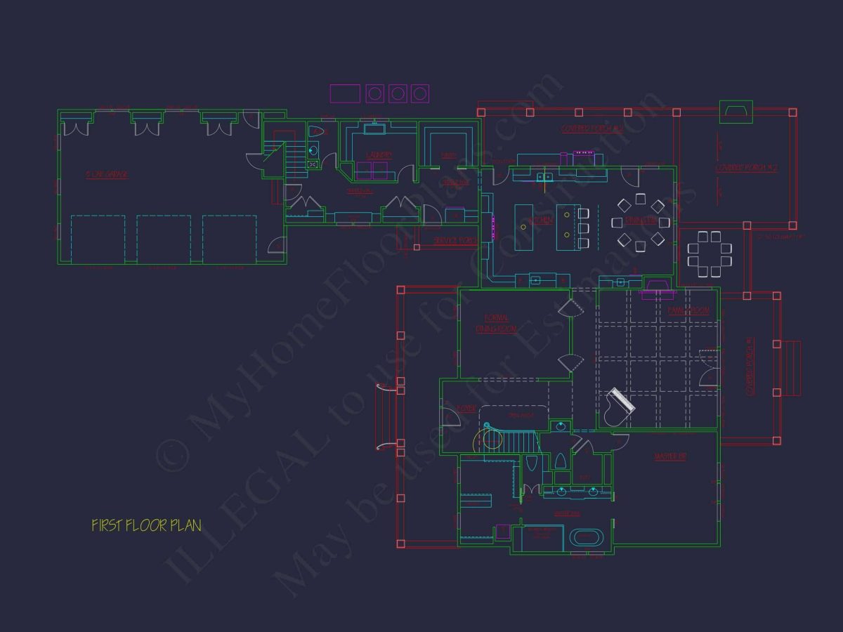 Traditional house Plan with 2 Floors and CAD Designs Blueprint