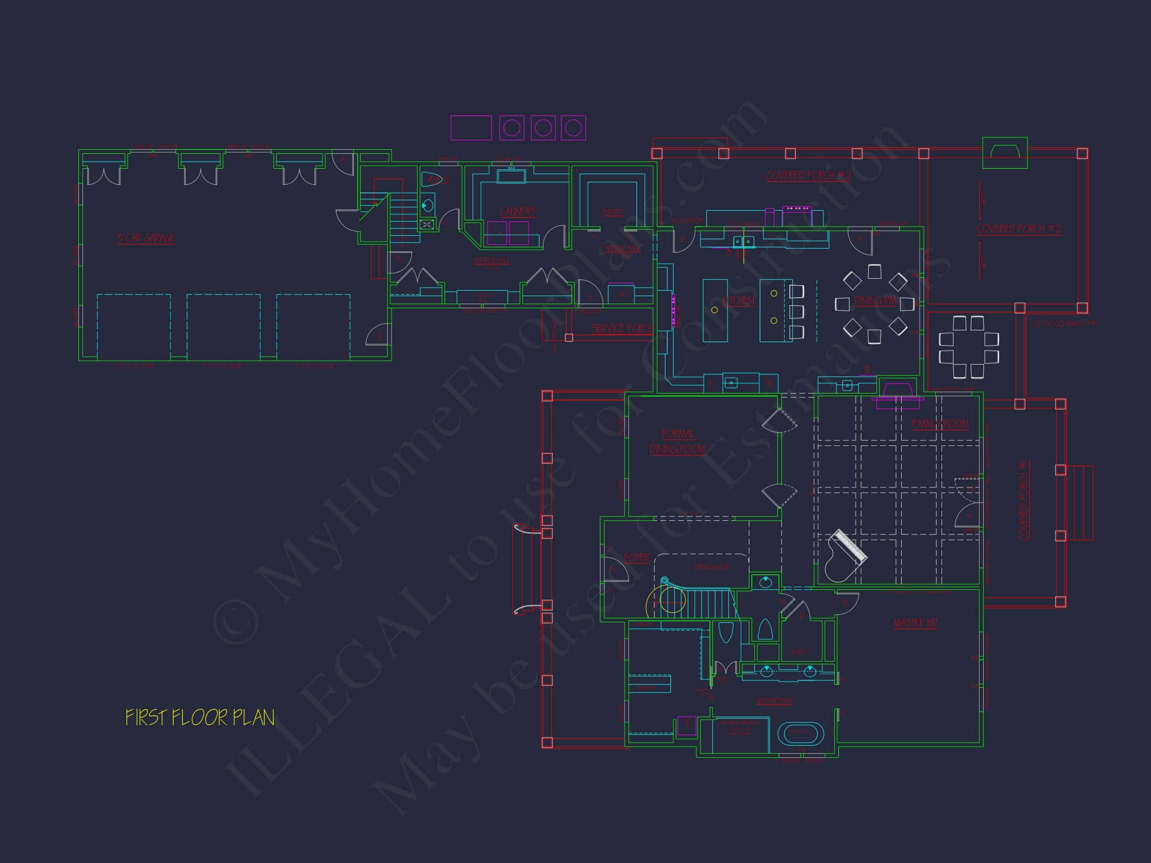 Traditional house Plan with 2 Floors and CAD Designs Blueprint