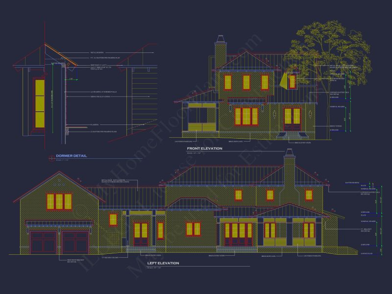 Traditional house Plan with 2 Floors, 4 Bedrooms, and Open CAD Designs