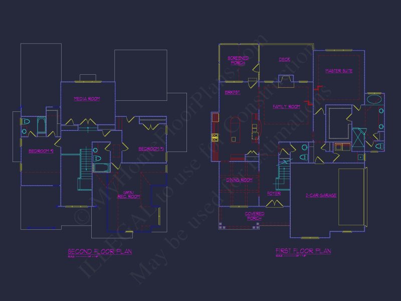 Traditional house Plan with 2 Floors, CAD Blueprints, and Designs