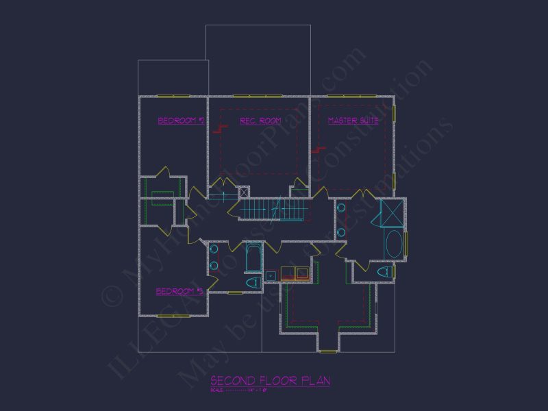 Traditional house Plan with 2 Stories, CAD Designs & Open Floor