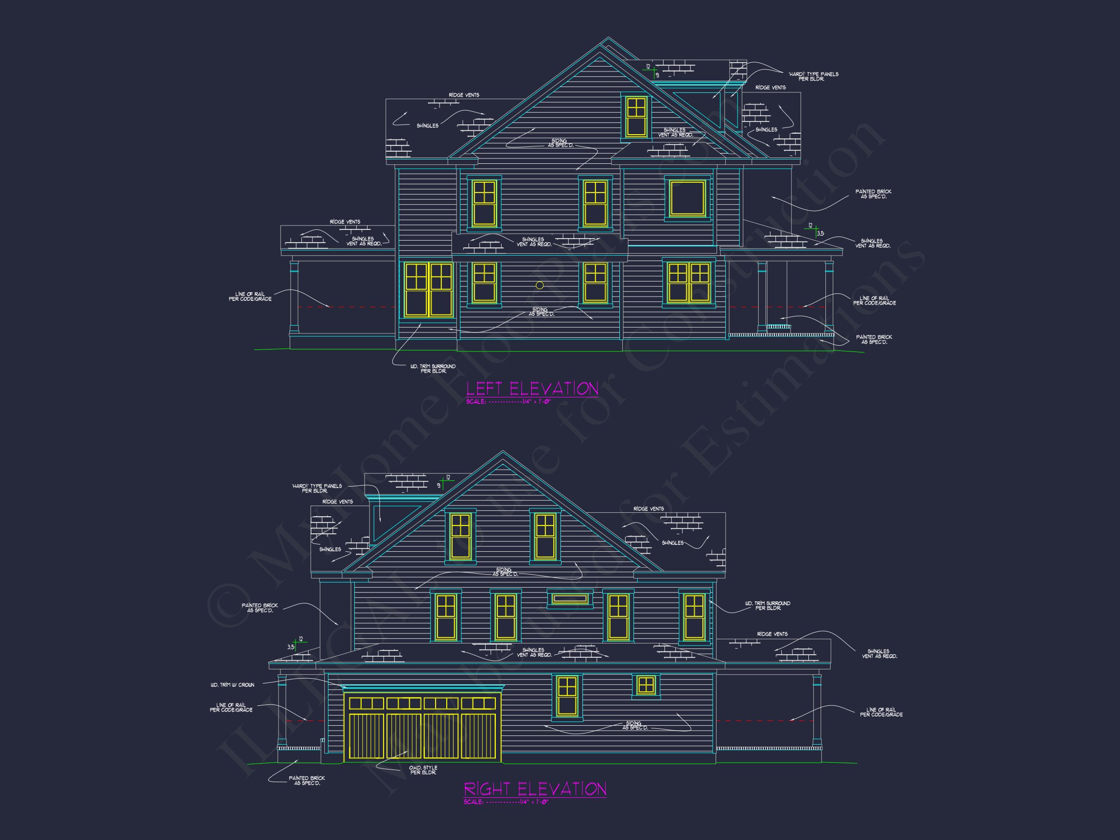 Traditional house Plan with 2.5 Stories,4 Beds,and CAD Blueprint