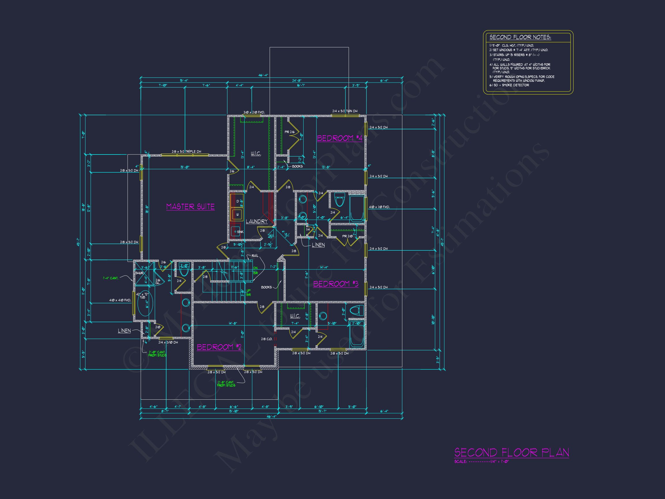 Traditional house Plan with 2.5 Stories,4 Beds,and CAD Blueprint