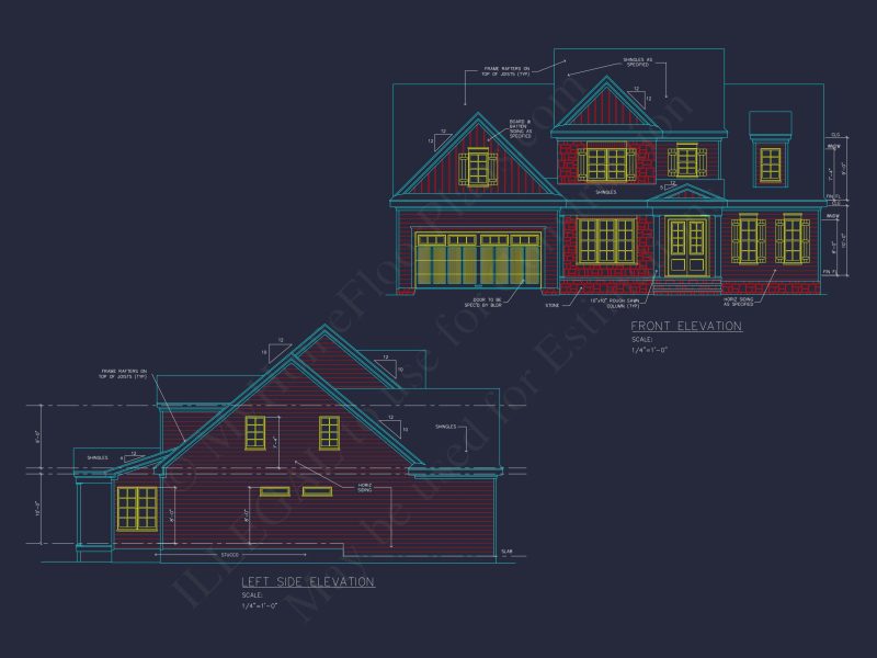 Traditional house Plan with 4 Bedrooms and 2 Floors - CAD Designs
