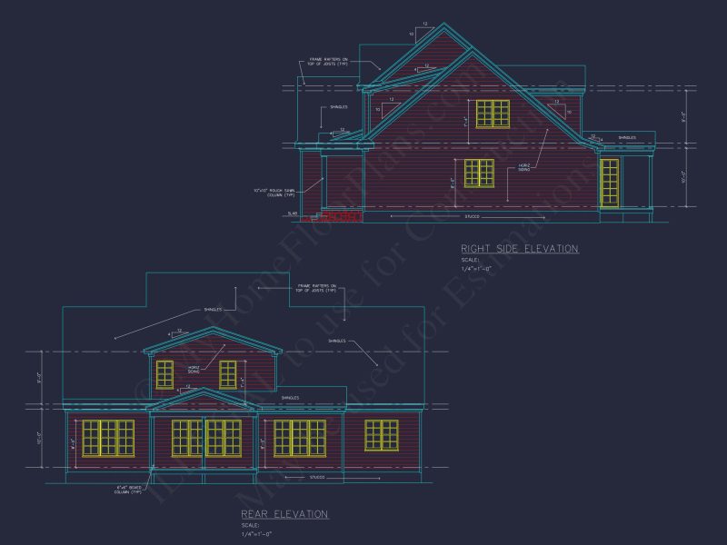 Traditional house Plan with 4 Bedrooms and 2 Floors - CAD Designs