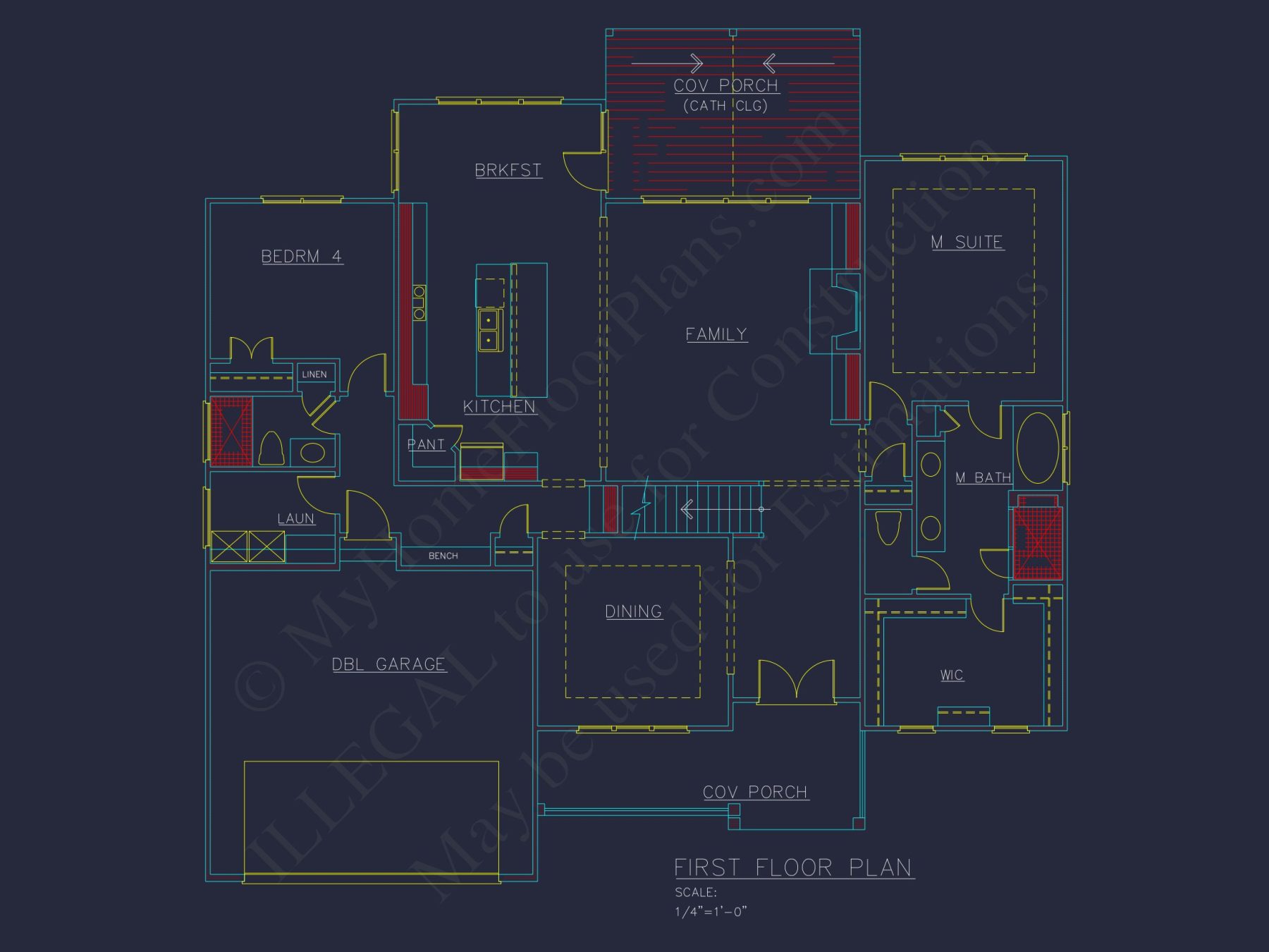 Traditional house Plan with 4 Bedrooms and 2 Floors - CAD Designs