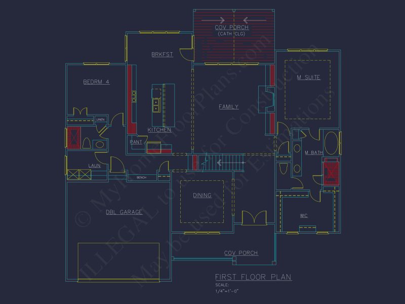 Traditional house Plan with 4 Bedrooms and 2 Floors - CAD Designs