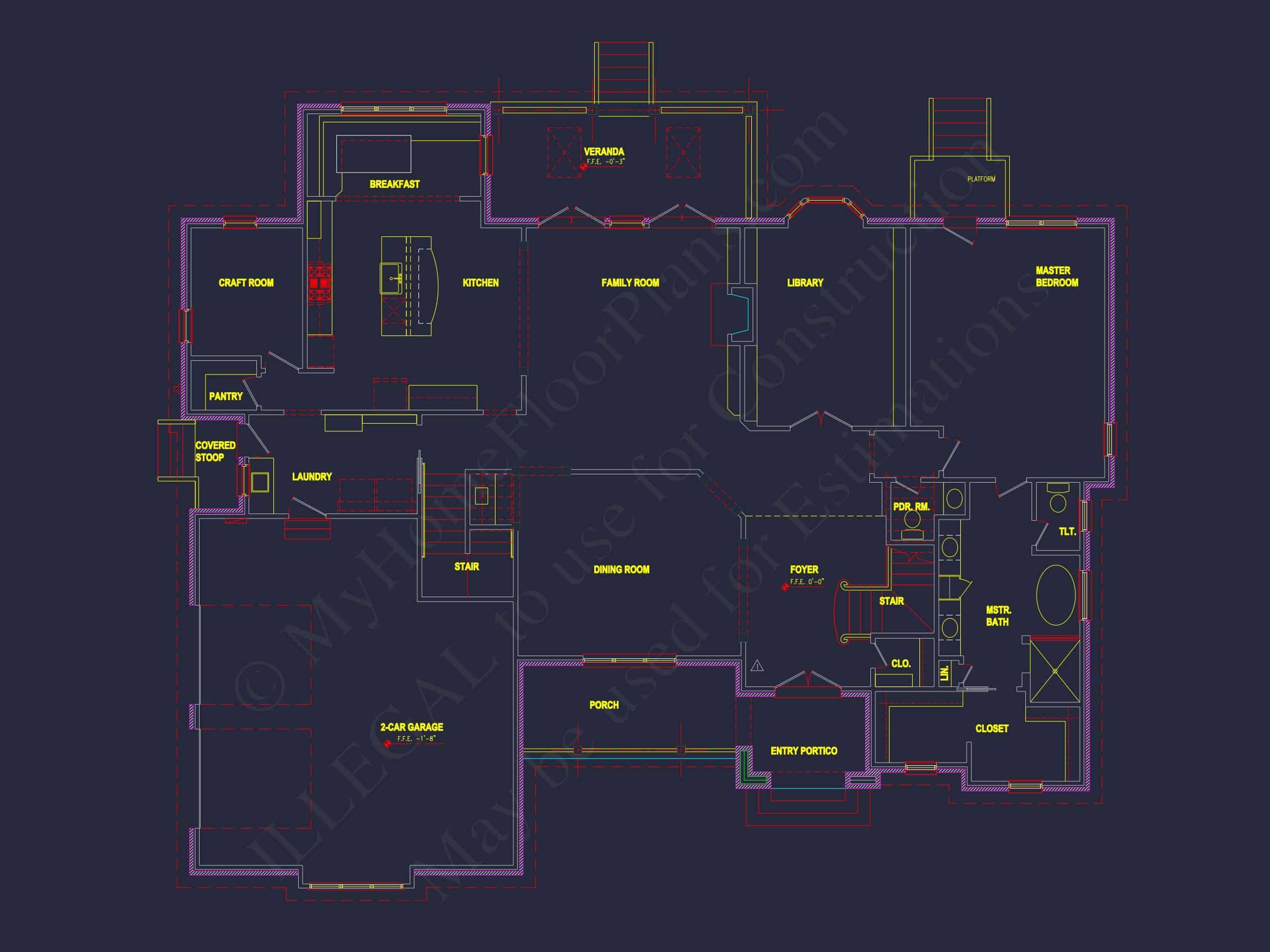 Traditional house Plan with CAD Blueprint & Custom Floor Designs