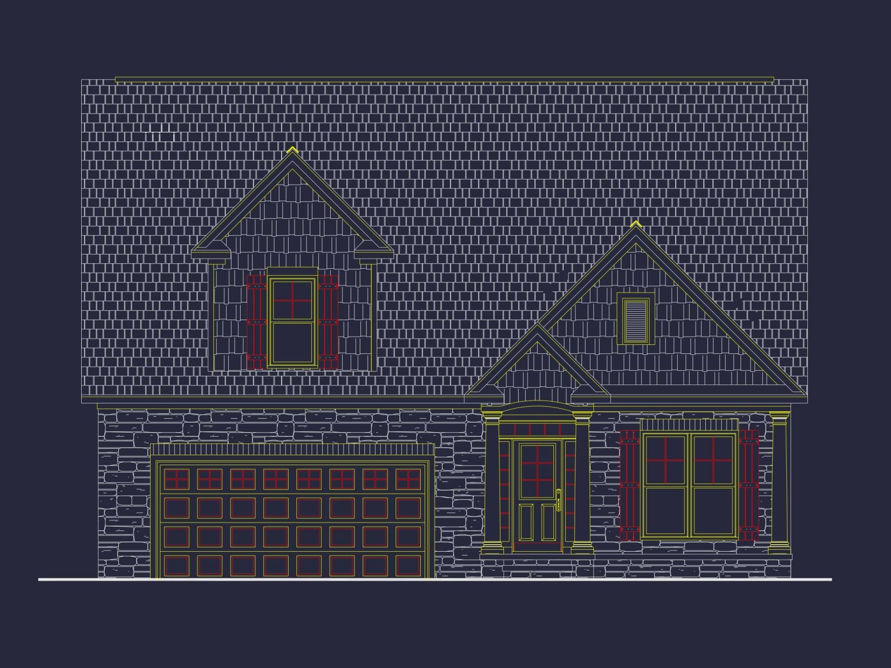 Traditional house Plan with CAD Designs, Fireplace & Porches
