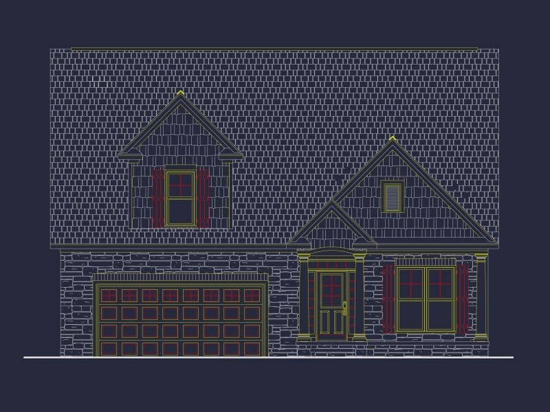 Traditional house Plan with CAD Designs, Fireplace & Porches