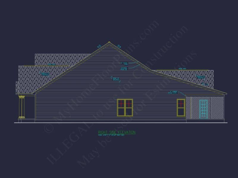 Traditional house Plan with CAD Designs, Fireplace & Porches