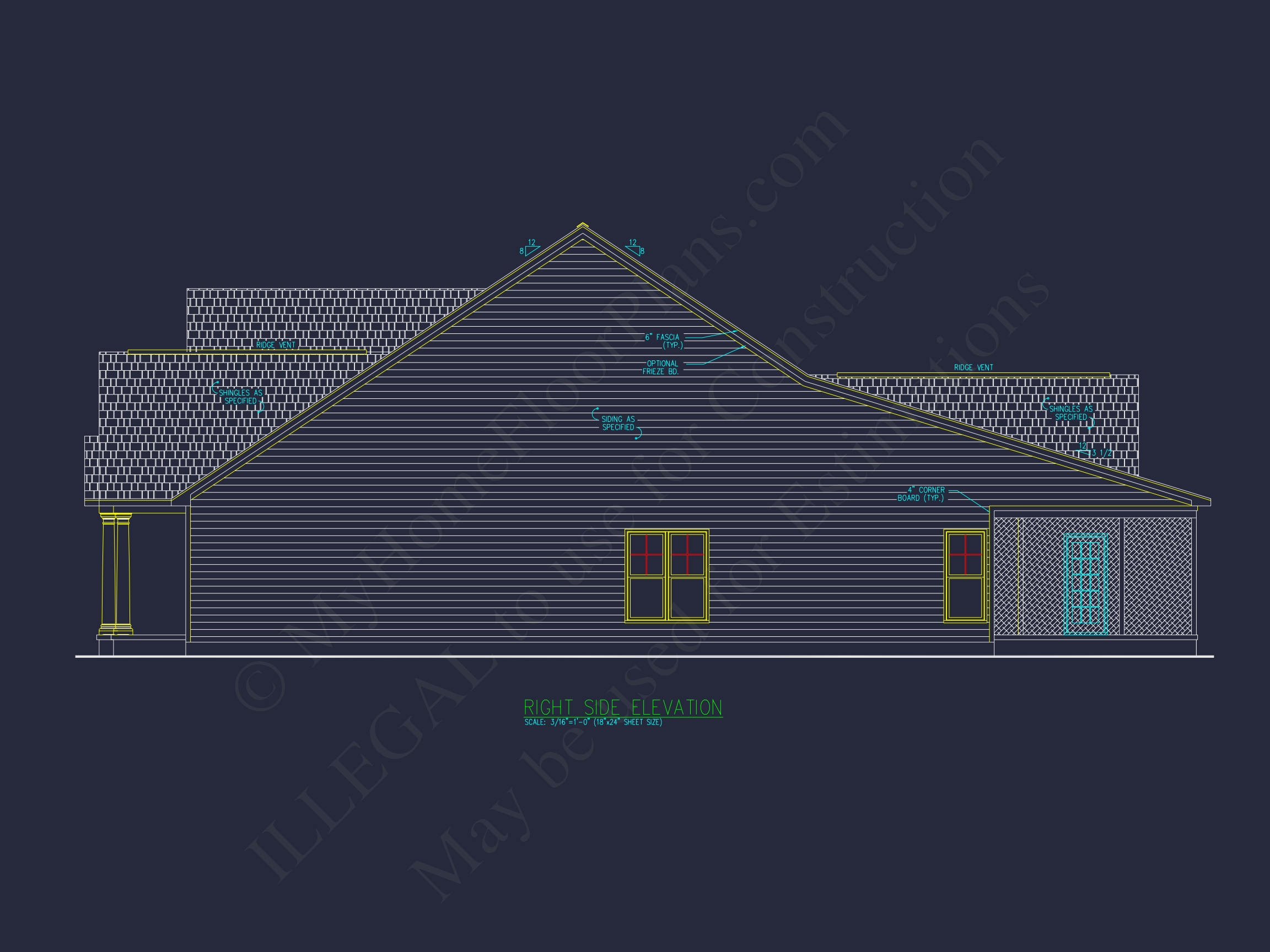 Traditional Home Plan with CAD Designs,Fireplace & Porches