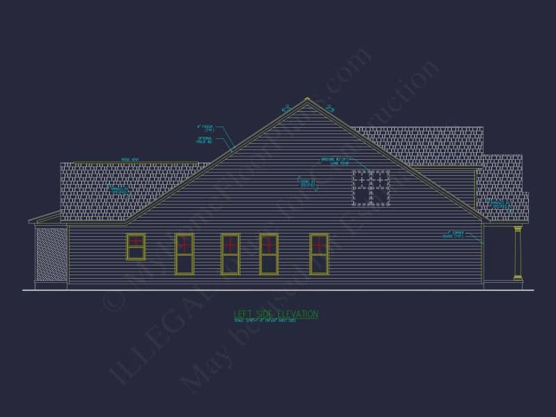 Traditional house Plan with CAD Designs, Fireplace & Porches