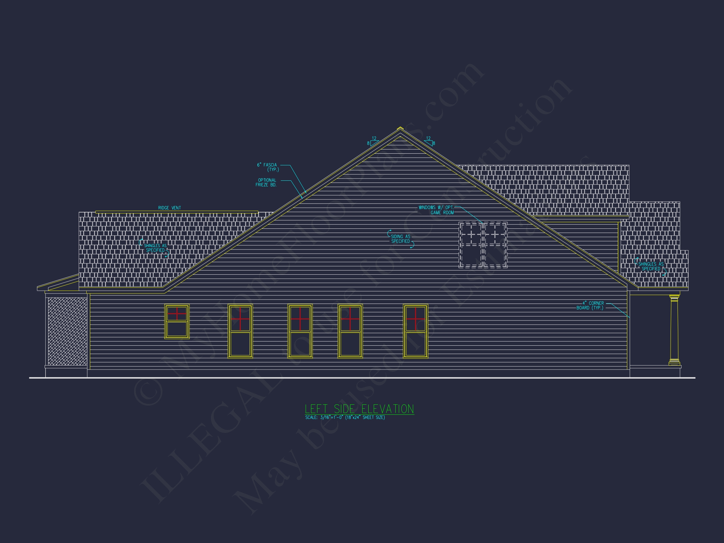 Traditional Home Plan with CAD Designs,Fireplace & Porches