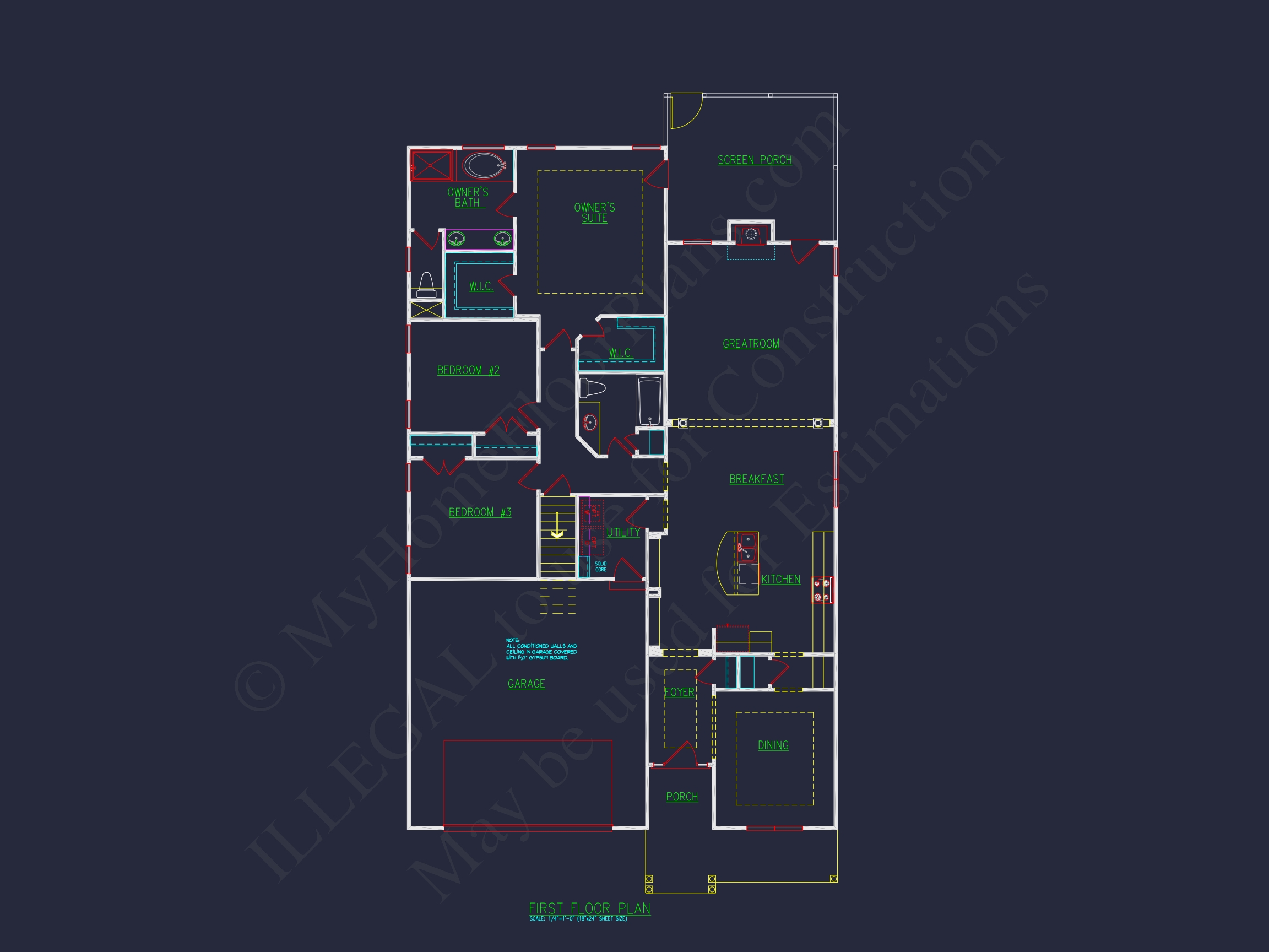 Traditional Home Plan with CAD Designs,Fireplace & Porches