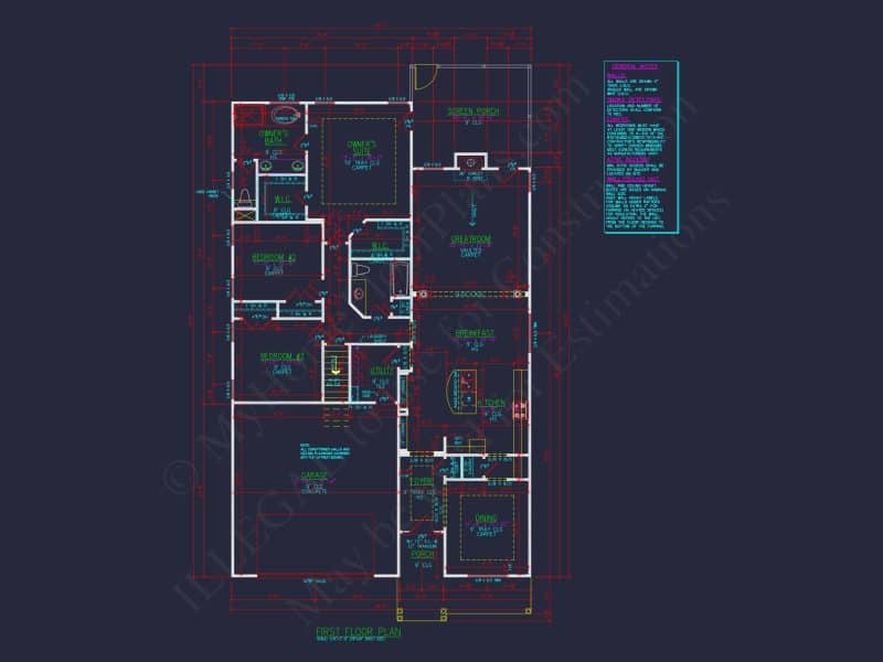 Traditional house Plan with CAD Designs, Fireplace & Porches