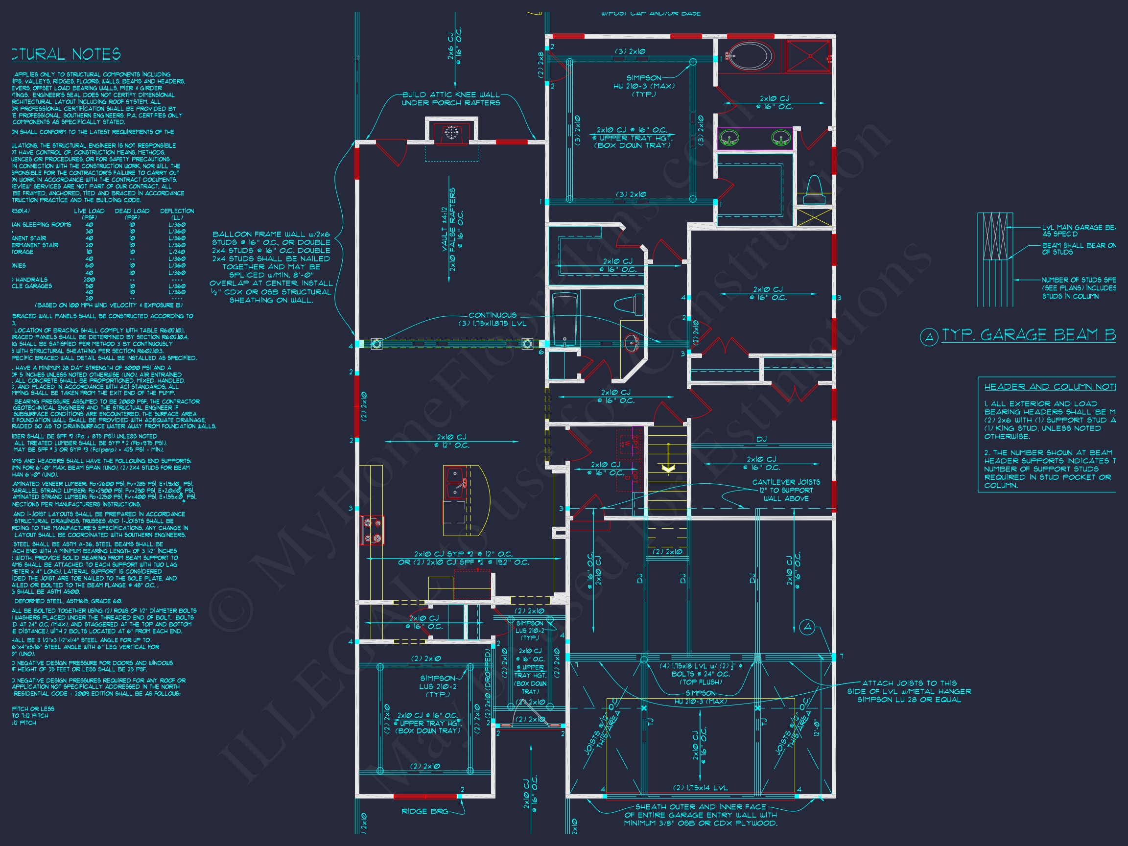 Traditional Home Plan with CAD Designs,Fireplace & Porches