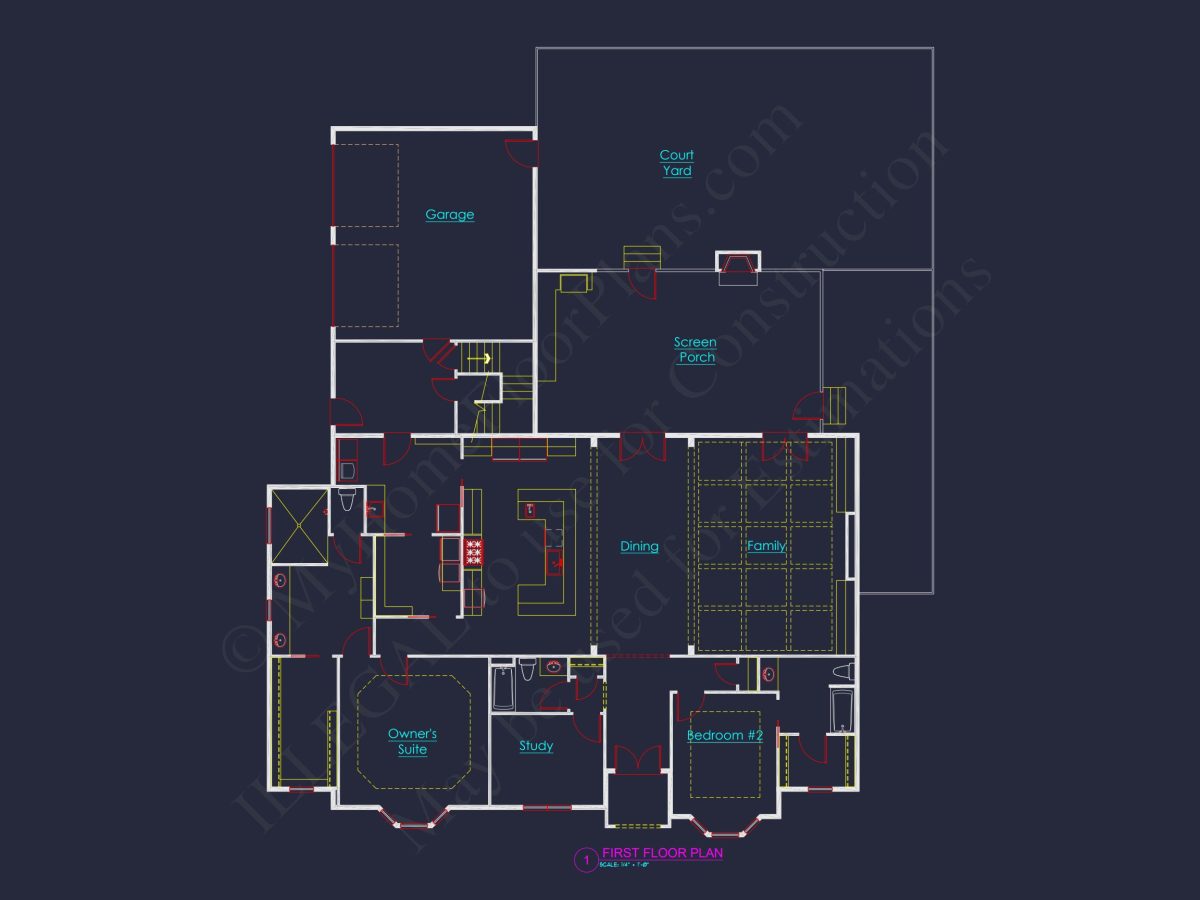 Traditional house Plan with Open Floor Blueprint and CAD Designs
