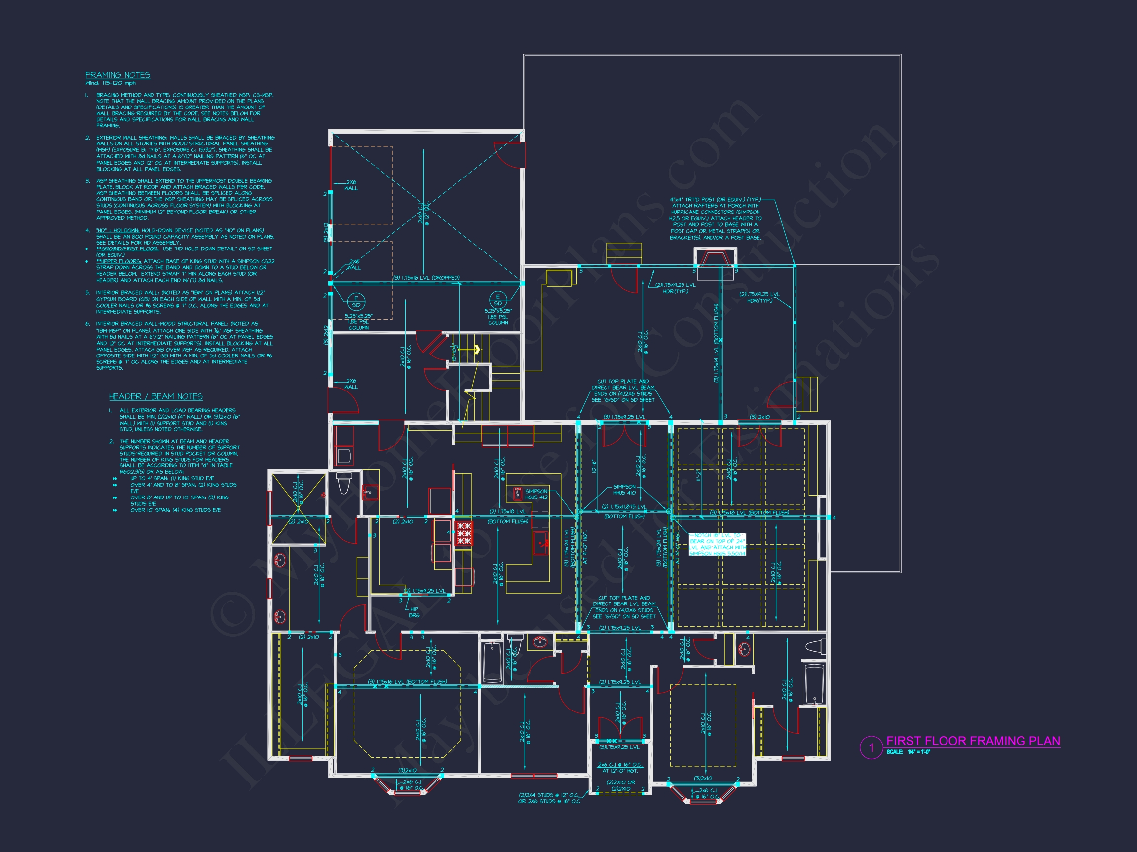 Traditional Home Plan with Open Floor Blueprint and CAD Designs