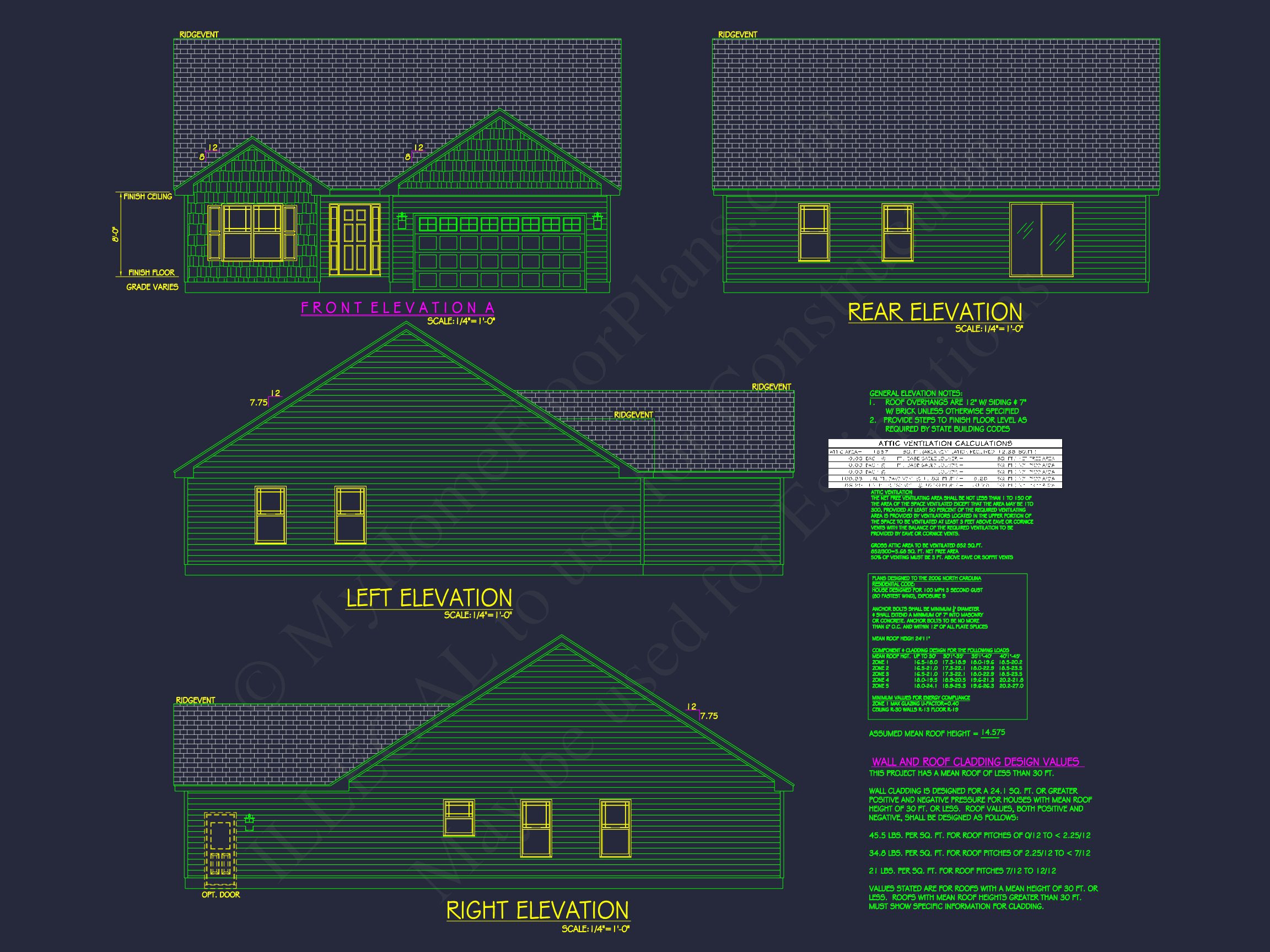 Traditional Ranch house Plan with CAD Blueprint Designs