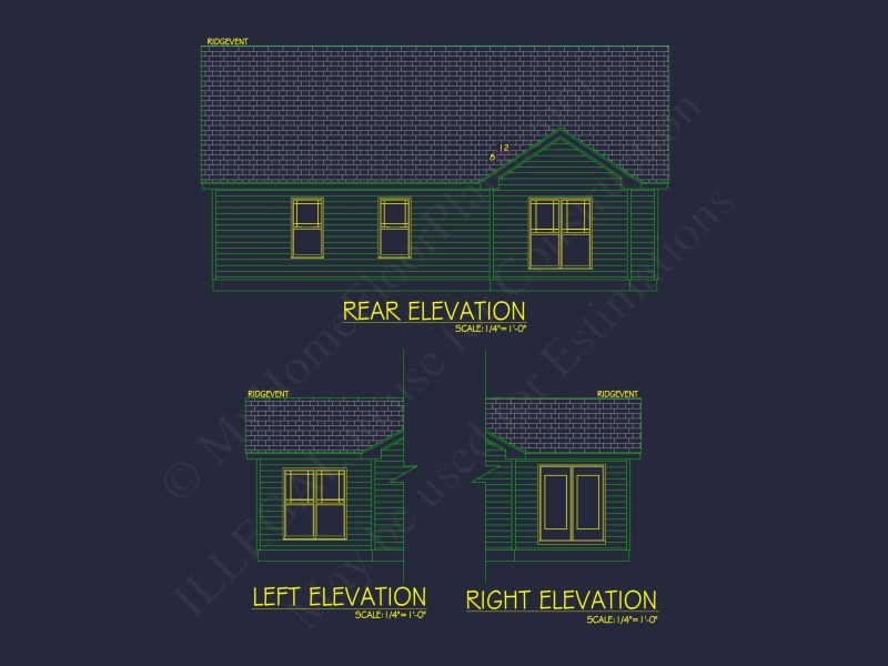 Traditional Ranch house Plan with CAD Blueprint Designs