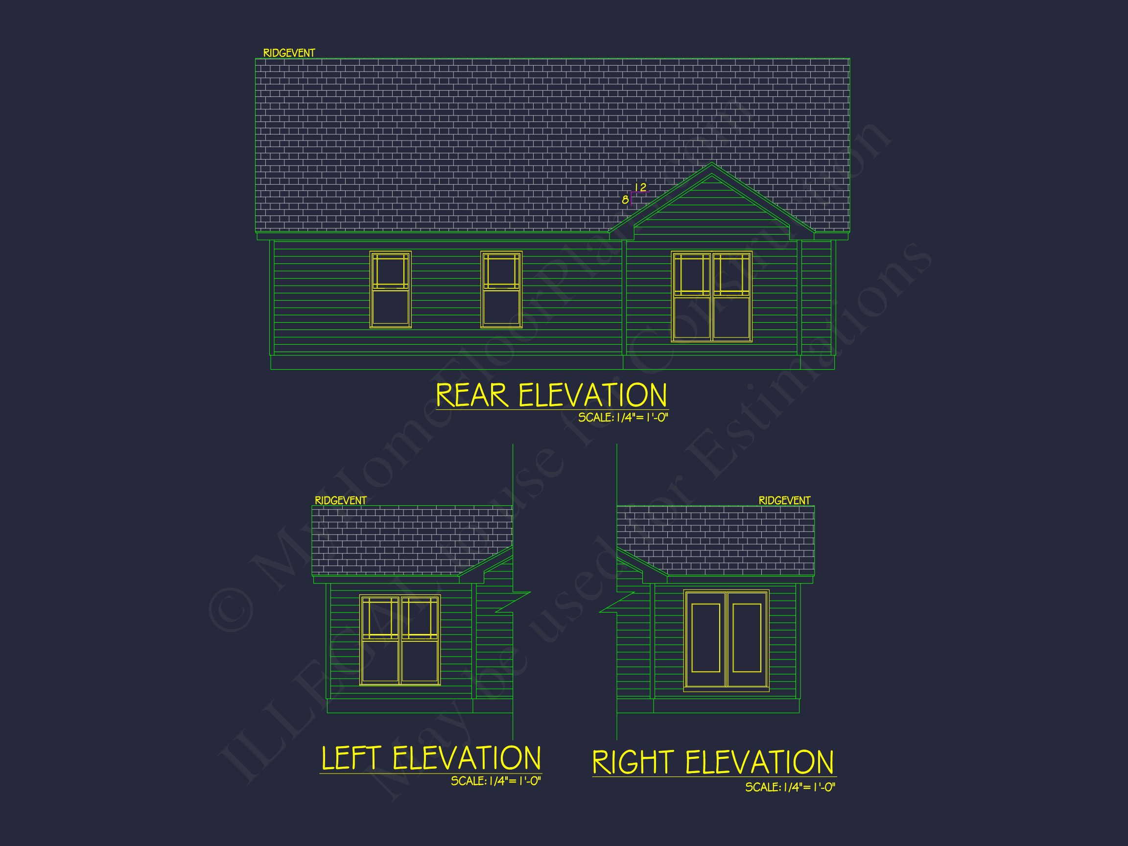 Traditional Ranch house Plan with CAD Blueprint Designs