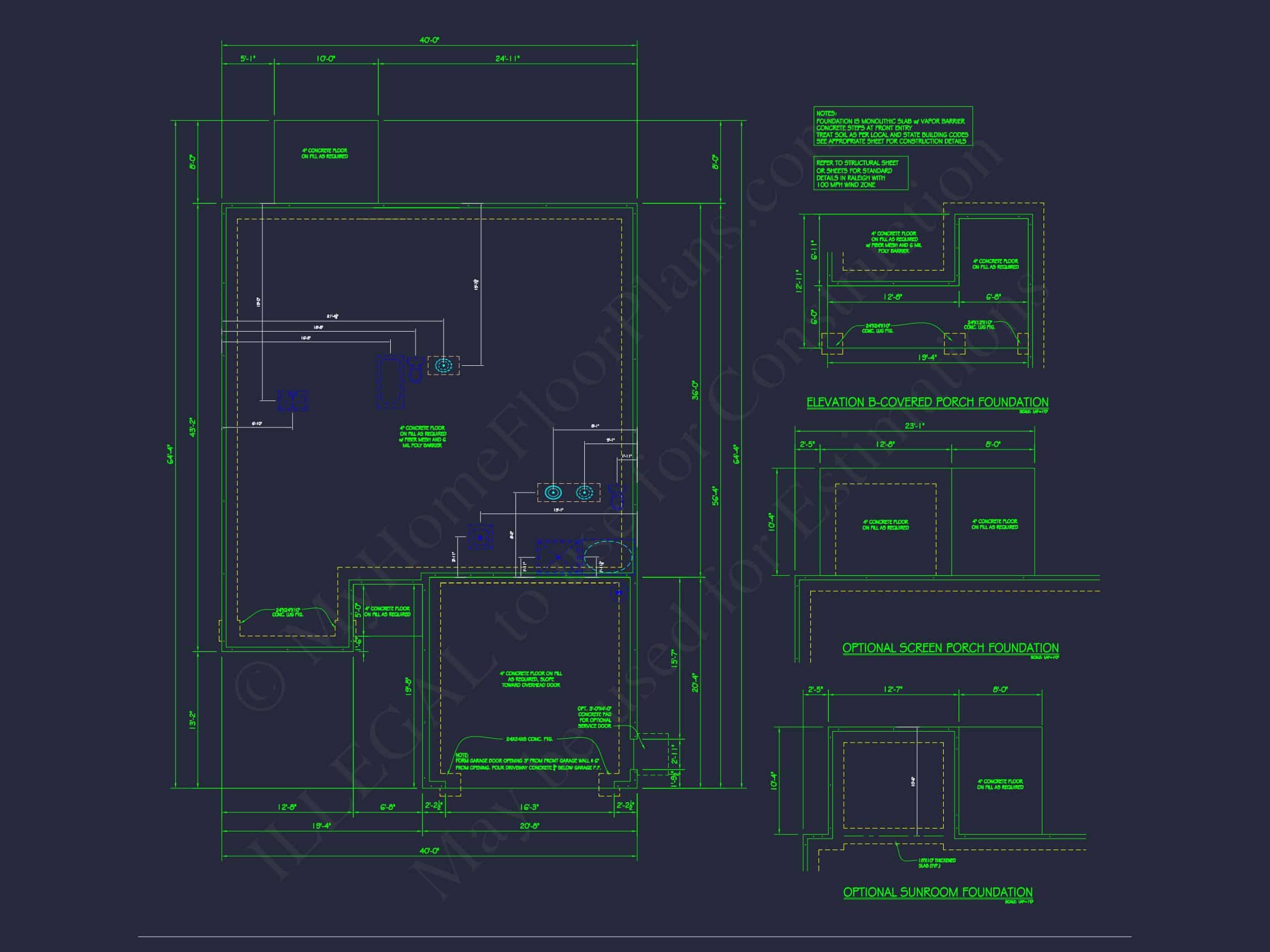 Traditional Ranch house Plan with CAD Blueprint Designs