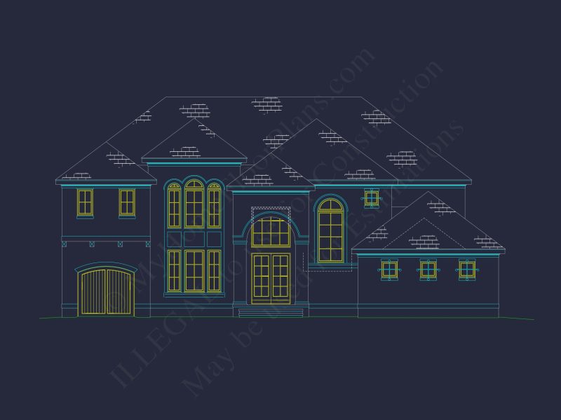 Transitional European house Plan with 3 Floors & CAD Designs